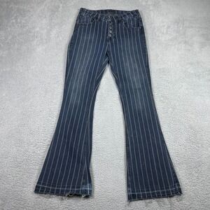 Rock & Roll Cowgirl High Rise Flare Jeans Womens 30x34 (Fits 30x33) Blue Striped